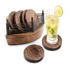 Wooden Bar Coasters for Hot &Cold Drink Decorative Cocktail Coasters Crafted from Seasonal Wood Round Shape Set of 6 Rustic look