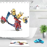 Yutong Ready Made 90gsm Polyester 3D Printing Curtain Waterproof Fabric Bathroom Printed Yellow Cartoon Movie  Shower Curtains