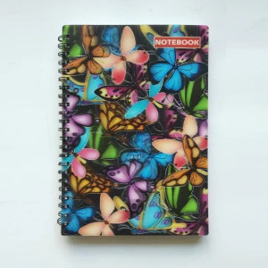 Zebulun Hot Sale Products Custom Logo PP PET Plastic Butterfly Cover 3D Lenticular Notebook