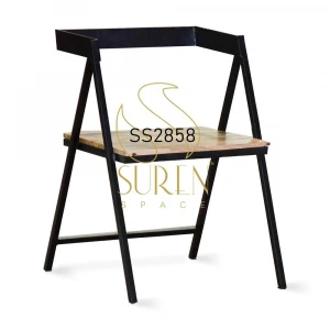 Industrial Iron Base Wooden Handmade Chair