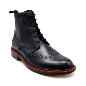 Classic Black Brogue Genuine Leather Boots for Men