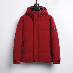 Red down jacket with over 100 grams of 90% white duck down, exceptionally warm
