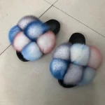 Spring 2021 leopard print hair slippers for women fashion cute peep-toe home cotton slippers