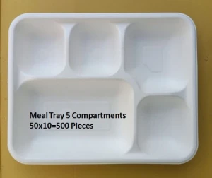 5 Compartment Meal Tray Biodegrdable Sugarcane Bagasse pulp Made