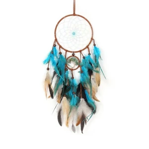 Blue Tree of Life Dream Catchers with Crystals & Feathers