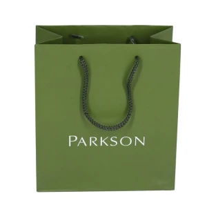 Personalized Custom Printed Luxury Matt green Tote Paper Gift Bag with Rope Handles