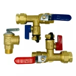 3/4″ NPT Isolator Tankless Water Heater Valve Kit With Pressure Relief Valve Water Heater Brass Ball Valve