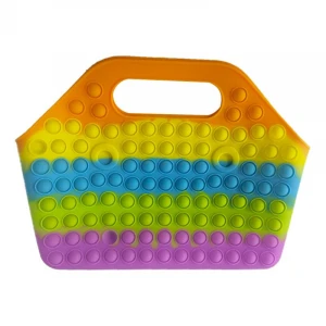 Autism Fidget Toy Hand Bag Rainbow Silicone Bubble Sensory Handbag Lady Stress Relief Fidget Tote Bags