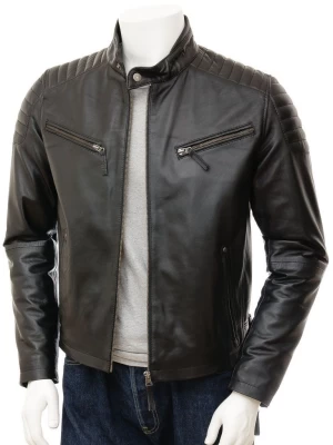 Black Cafe Racer (Biker) Leather Jacket