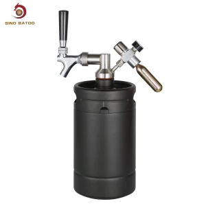 Stainless steel matte black pressurized 2L 64oz mini keg carbonated drinks beverage dispenser system