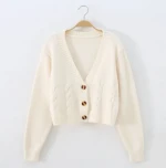 Korean Style Jacquard Long Sleeve Women Cardigan Knit Sweater