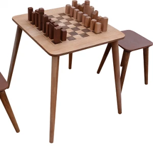 Wooden Chess Game Table Handmade Chess Game Stand with chairs for adult and children chess table