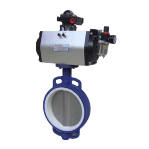 pneumatic ductile iron body & ss316 disc ss410 shaft ptfe seal wafer type butterfly valve
