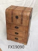 Natural Wood Colour Retro Wooden Cabinet 3 Drawers