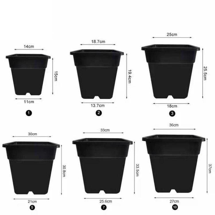 Buy 10 Gallon Black Plastic Square Flower Self Pruning Pot Nursery Pot ...