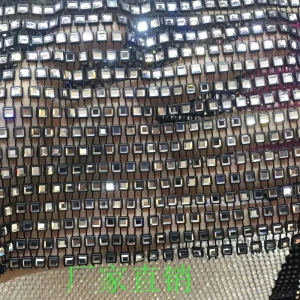 new style and hot selling  stretch square crystal stone elastic fishnet rhinestones mesh for Hollow out tops