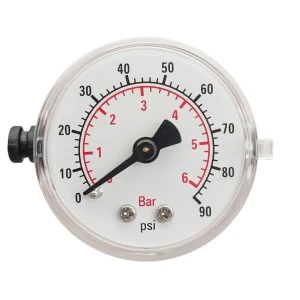 Car Pressure Gauge 1-3/5" Dial Back Mount,0-90 Psi 6 Bar, Dual Scale Measurement Tool, Test Accessory for Car Air Infla