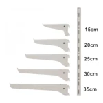 Adjustable Metal Shelf Bracket with Slotted Upright – 15cm to 35cm Wall Mounted Retail Display Support System