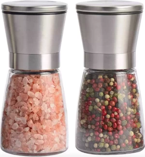 Electric Pepper Grinder and Salt Mill Set Gravity Operated Automatic Stainless Steel Spice Grinders