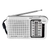 Pocket-sized AM FM dual-band portable radio, with built-in speaker and wrist strap, suitable for daily commuting and ou