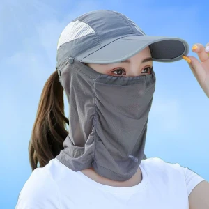 Hat with face mask for sunlight protection
