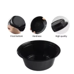 Wholesale Black Round Plastic Disposable Lunch Boxes Custom Meal Prep Microwavable Food Containers