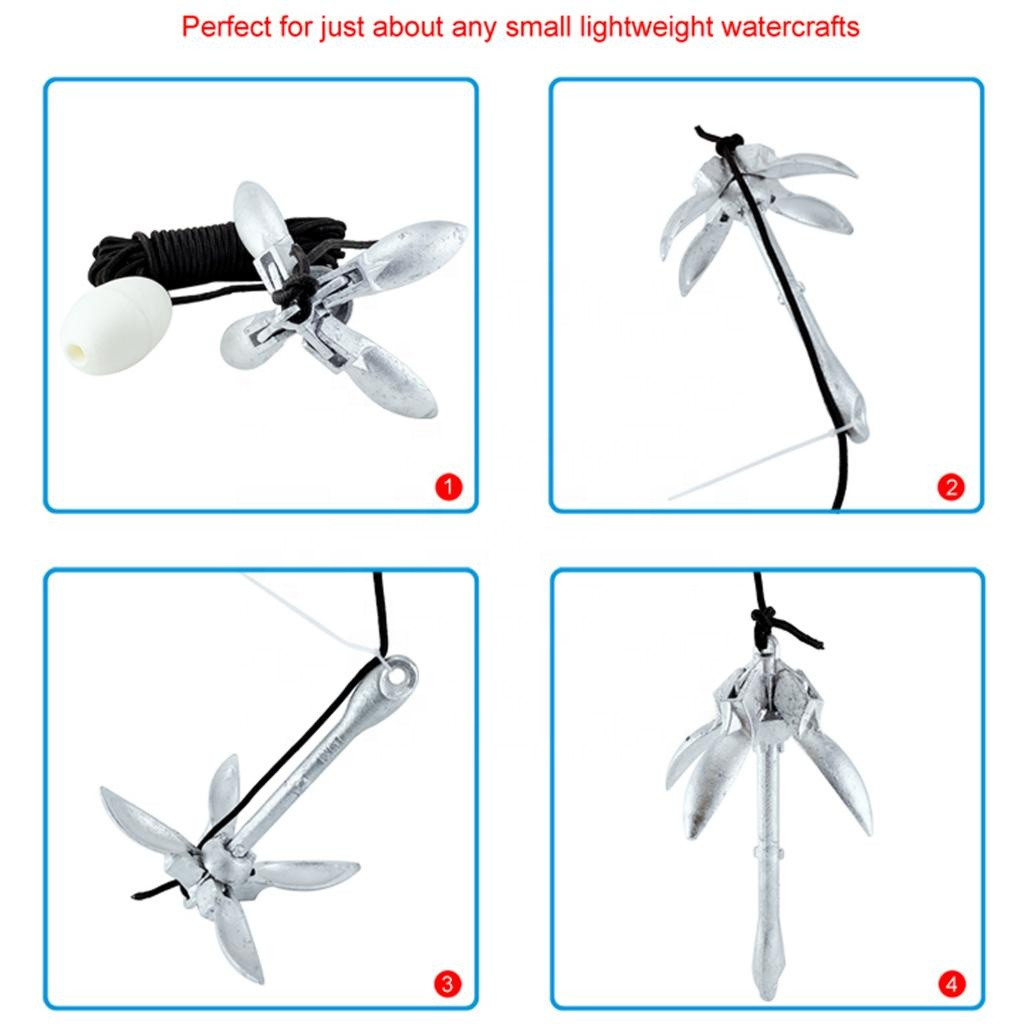 Buy 1 Set 4-tine Boat Folding Anchor Marine Rope Float Ball Kit For ...