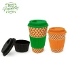 12oz Orange Juice Reusable Coffee Cups Mugs With Custom Logo Oem Bamboo Fiber Fda Coffee Tumbler Drinkware