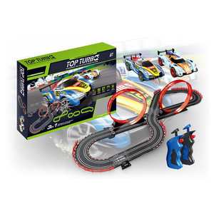 12V Electric Tracks Racing Car Dual Rails Racer Toys Set Speed Railway Game For Kids