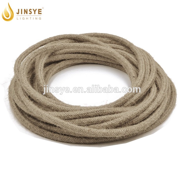 18 2 Round Electric Antique Industrial Natural Hemp Rope Covered Wire rope cord electrical cable