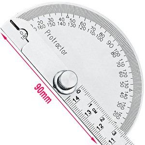 180 Degree Angle Ruler Stainless Steel Round Head Rotary Protractor 14/15cm Adjustable Angle Finder Mathematics Measuring Tools