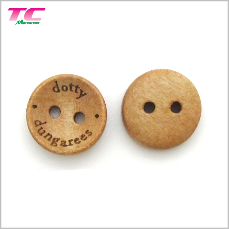 18mm Engraved Classic Natural Wooden Buttons Manufactory,  Custom Laser Clothing Garment Wood Button