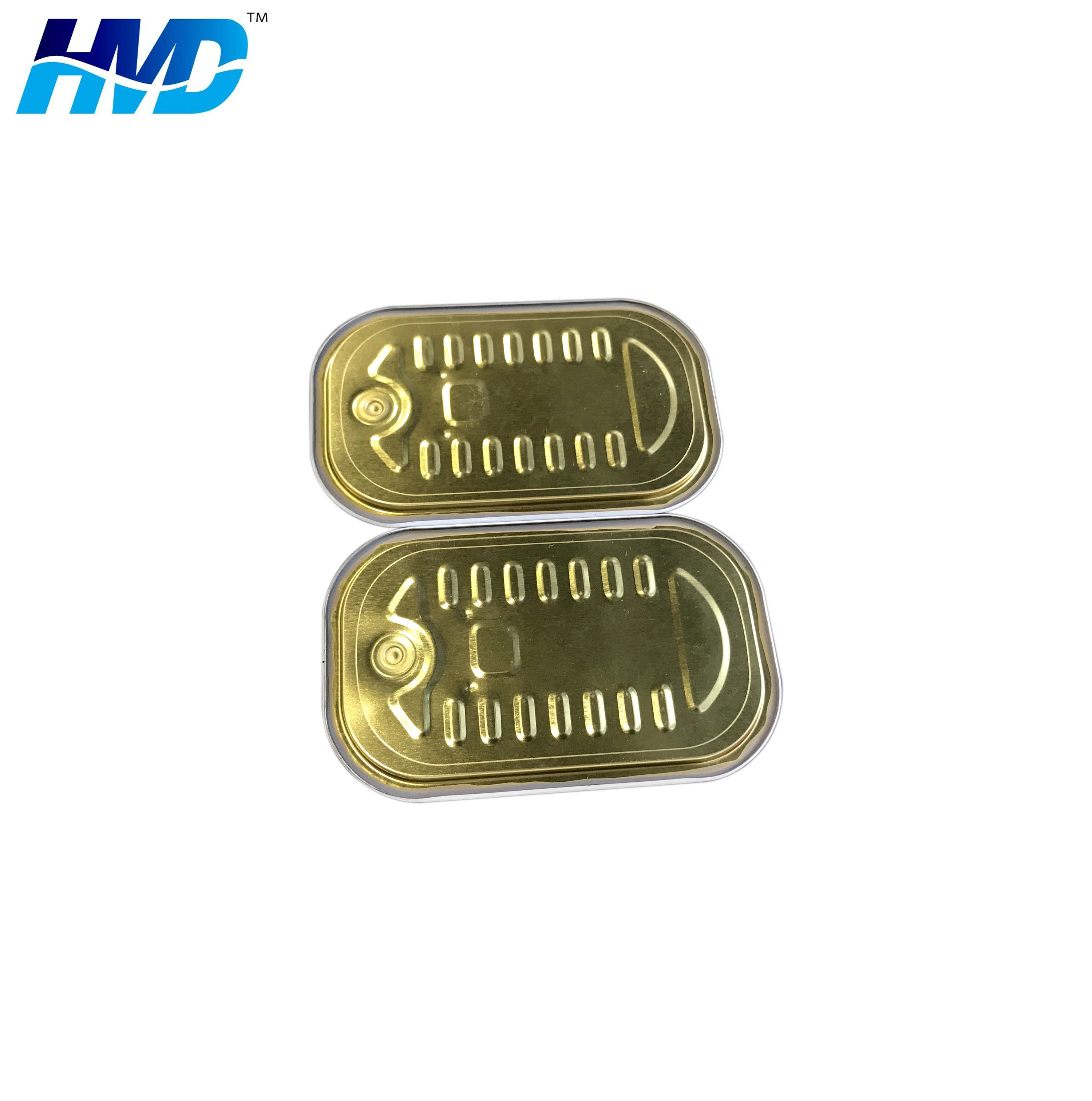 2 Pieces Tinplate Container with Aluminum Rectangle Can Tuna Canning Factory Cans for Meat and Fish