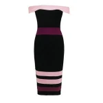 2018 european style strapless women knee length bandage dress off shoulder  evening dress