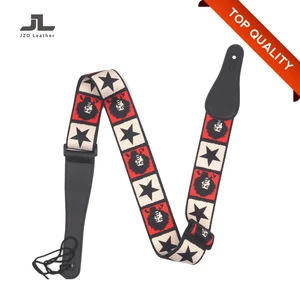 2018 Factory Personality Custom Printing Canvas Nylon Musical Instruments Accessories Anime Guitar Strap with Leather Ends