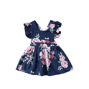 2019 Toddler Kids Baby Girls Flower Summer Party Backless Dress Clothes