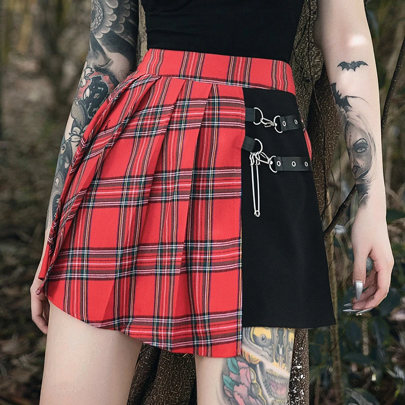2020 autumn new style women&#x27;s skirt commuter Gothic  lightweight mini skirt