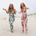2020 New Arrivals 2 Piece Suit Workout Women Clothing Sleeveless Seamless Sport Bra Prints Sets Fitness Sports Yoga Leggings