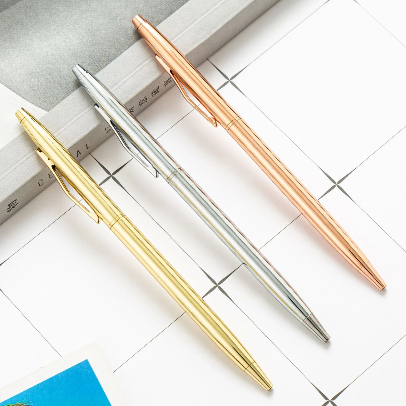 2020 Promotional high quality business gift aluminum twist pen luxury rose gold metal ball pen with laser logo