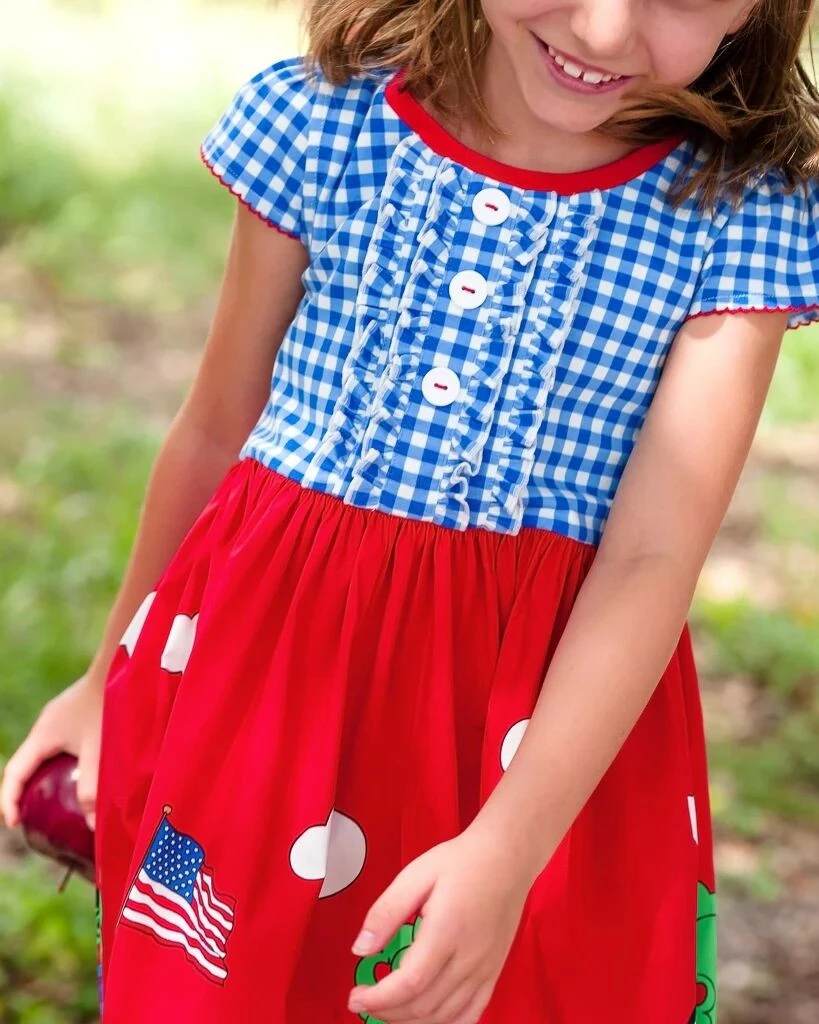 2020 summer  new style kids clothes plaid print buttons baby girl dresses