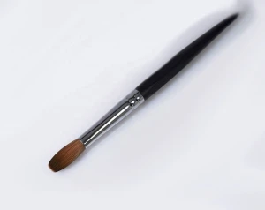 2021 Filbert Kolinsky Acrylic Black Petal Nail Brush Wooden Crimped Round Top Quality Nail Brush