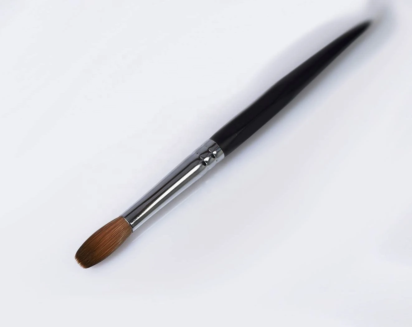 2021 Filbert Kolinsky Acrylic Black Petal Nail Brush Wooden Crimped Round Top Quality Nail Brush