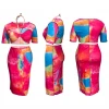 2021 New Tie Dye 2 Piece Skirts Set Womens Skirts Summer Dresses Two Piece Short Set Woman Clothing Plus Size