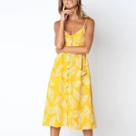 2021 Plus Size Women Beach Dress Floral Printed Sundress with Pockets
