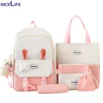2024 school Backpack set lunch bags for School Bags Girl Kawaii College Student Kids Rucksack school bag set Custom Logo