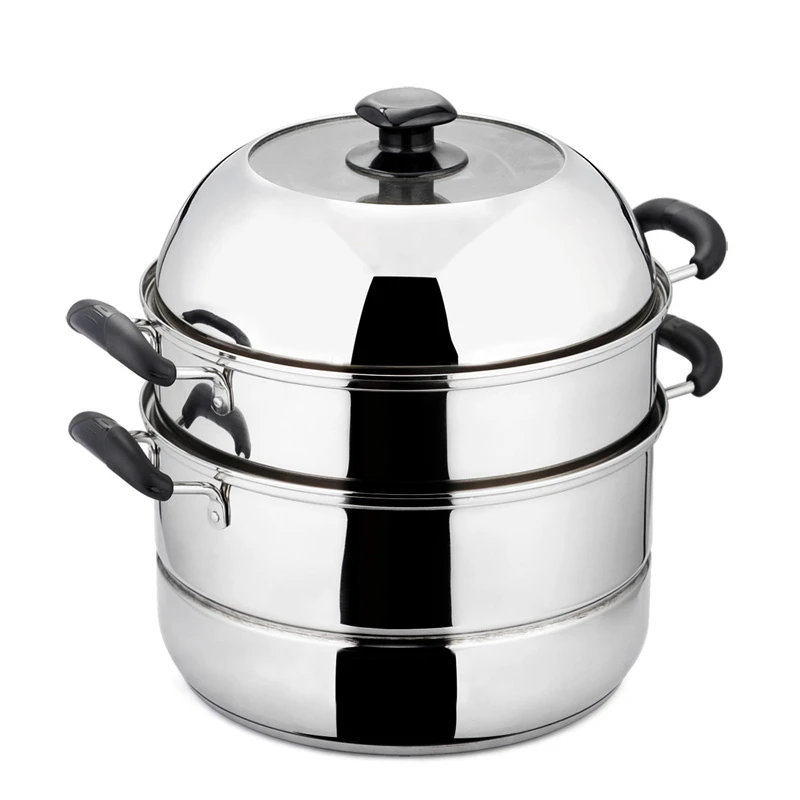 26cm 3-layers Industrial Steam Cooking Pot Steamer Soup Pot Large Cooking Cookware Pot for Wholesale