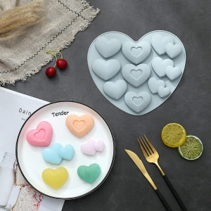 3 kinds of different heart-shaped jelly molds, love custard pudding mousse cake cartoon silicone mold for household use