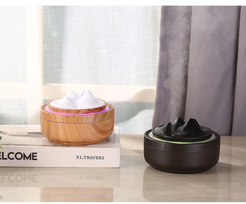 300ML Rockery Tabletop Mini Humidifier, Easy to Use Cool Mist USB Humidifier with mountain view design
