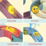 34 PCS Baby Bath Play Game DIY Assembly Track Rolling Ball Wall Sucking Slideway Toys