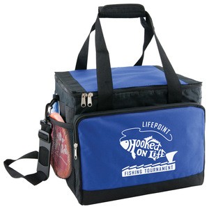 36-Can Jumbo Insulated Cooler Bag - features large front zipper pocket, adjustable shoulder strap and comes with your logo.